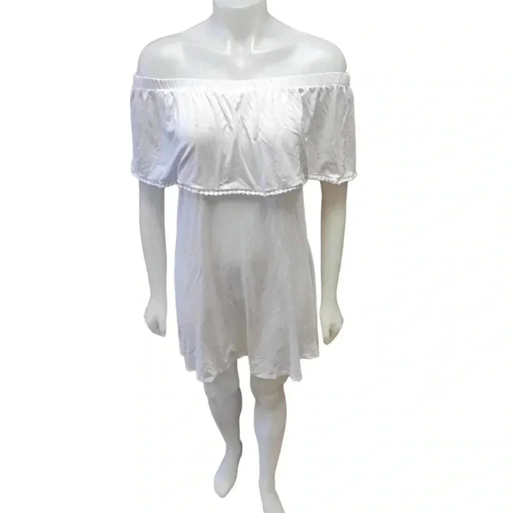 Le Chateau Off The  Shoulder White Mini Dress Size Small